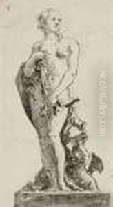 Caricature Of A Standing Cavalier Leaning On A Staff by Giovanni Battista Tiepolo