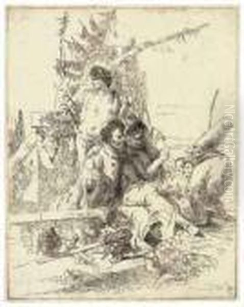 Punchinello Talking To Two Magicians, From: Scherzi Di Fantasia - view 1