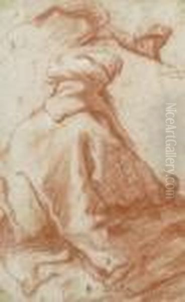 A Seated Oriental Man With A Turban, Seen
From The Rear - view 1