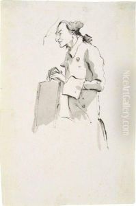 Caricature Of A Lawyer Holding A Folio