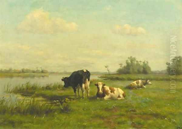 Cows in a river landscape - view 1