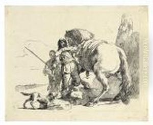 Il Cavaliere Vicino Al Suo Cavallo. by Giovanni Battista Tiepolo