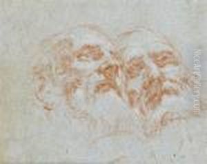 Two Heads Of Bearded Men by Giovanni Battista Tiepolo