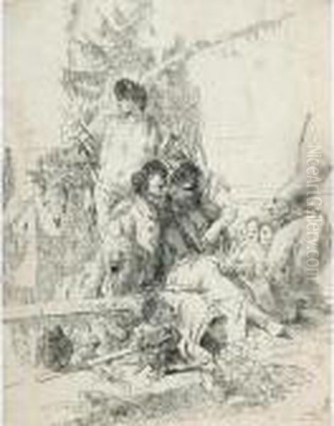 Pulcinella, Due Maghi Ed Un Efebo (dalla Serie Dei Capricci,1744) - view 1