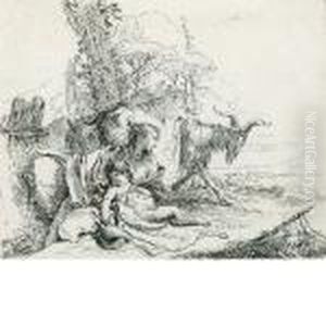 Ninfa Con Piccolo Satiro (dalla Serie Dei Capricci, 1749) by Giovanni Battista Tiepolo