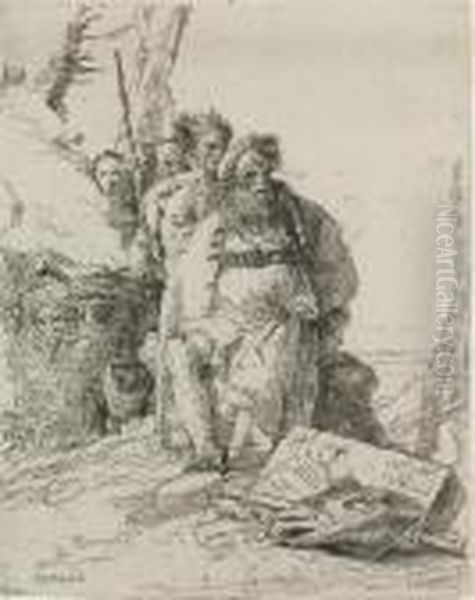 Magician With Four Figures Near A Smoking - view 1