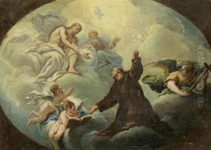 Christus Mit Gottvater Und Dem Hl. Franziskus. by Giovanni Battista Tiepolo