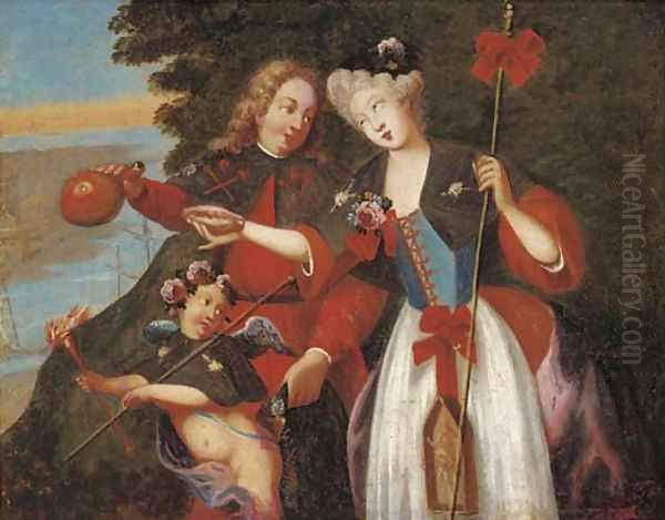 Group portrait of a family in pastoral dress - view 1