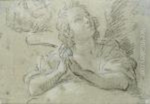 An Angel, Bust-length And Looking Up To The Right, With A Subsidiary Study Of A Head - view 1
