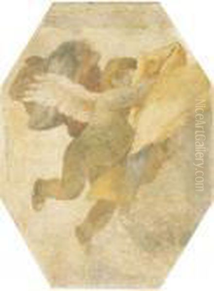 Un Putto Portant Une Draperie Dans Les Airs - view 1