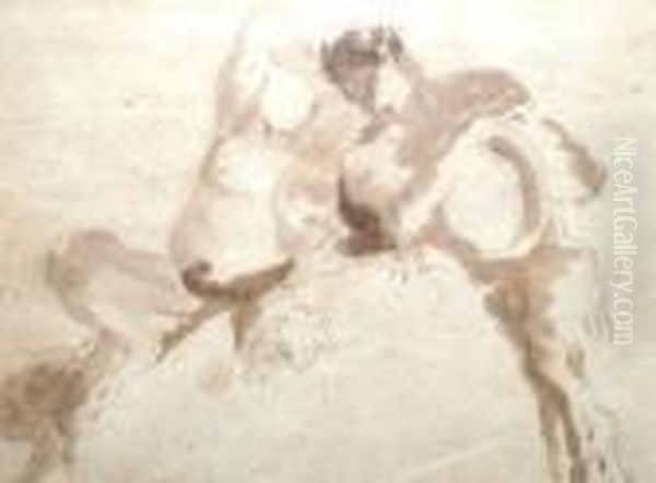 Study Of A Faun And A Fauness Holding A Tambour - view 1