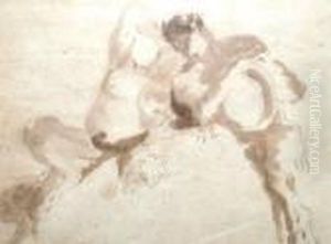 Study Of A Faun And A Fauness Holding A Tambour by Giovanni Battista Tiepolo