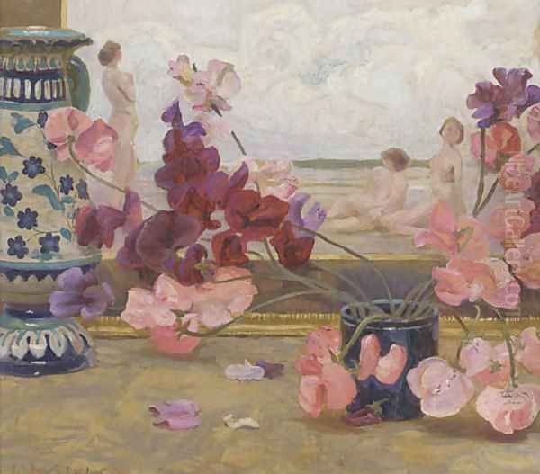 Still Life Of Sweet Peas, An Eastern Vase - view 1