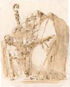 A Bishop And Two Priests, With An Acolyte Holding Open A Book Before Them A Bishop And Two Priests, With An Acolyte Holding Open A Book Before Them