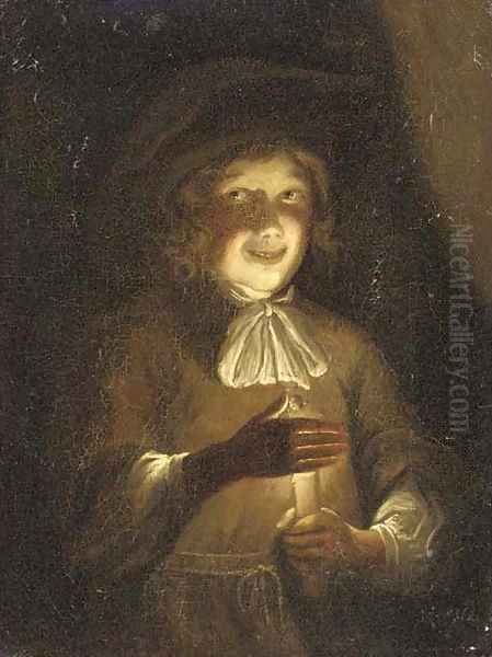 A boy holding a candle - view 1