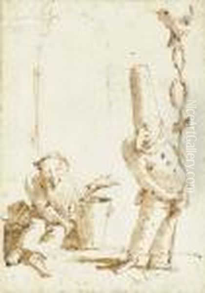 Punchinello As A Roman 
Standard-bearer Recognising The Blindbelisarius Seated By A Brazier - view 1