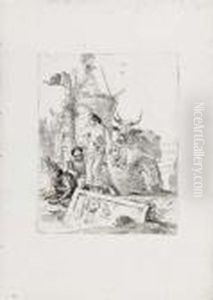 Pastorella E Vecchio Con Scimmia by Giovanni Battista Tiepolo