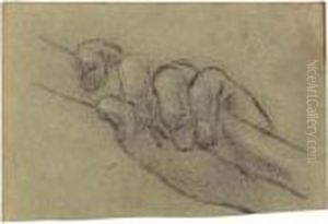 Studies Of Hands Holding A Staff: Eight Drawings On Both Sides Of Four Sheets by Giovanni Battista Tiepolo