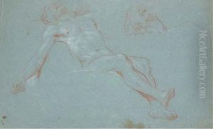 Un Homme Etendu Avec Une Etude Subsidiaire De La Tete by Giovanni Battista Tiepolo
