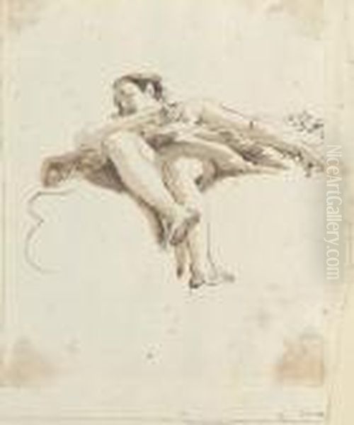 An Angel Seated On A Cloud Seen Di Sotto In Su - view 1