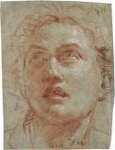 Head Of A Man Looking Up by Giovanni Battista Tiepolo