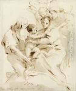 The Holy Family With Three Angels by Giovanni Battista Tiepolo