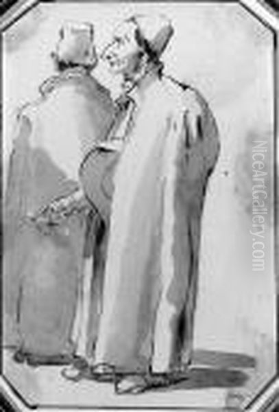 Two Priests, One In Profile To The Left And Another Seen Frombehind - view 1