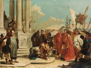 Julius Caesar Contemplating The Severed Head Of Pompey