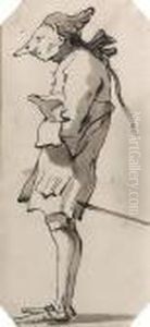 Caricature Of A Gentleman In Profile To The Left Holding Atricorn Caricature Of A Gentleman In Profile To The Left Holding Atricorn