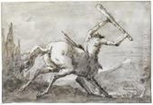 A Centaur In A Landscape Holding A Club by Giovanni Domenico Tiepolo