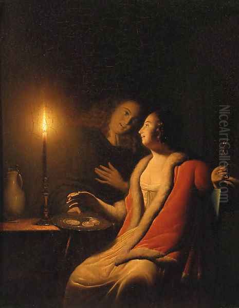 A Gentleman making advances on a Lady by Candlelight - view 1