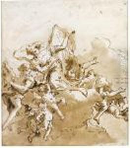 Studies Of Putti And Angels, One Holding An Incense Burner by Giovanni Domenico Tiepolo