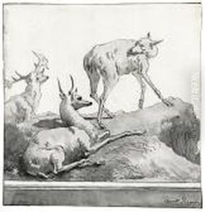 A Stag And His Family by Giovanni Domenico Tiepolo