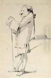 Venus On A Pedestal, A Putto At Her Feet Supporting Drapery by Giovanni Domenico Tiepolo