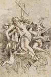 Marie-madeleine Soutenue Par Des Angelots by Giovanni Domenico Tiepolo