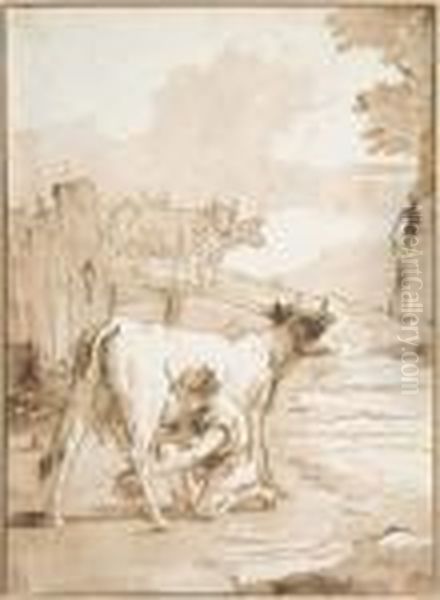 Garcon En Train De Traire Une Vache - view 1