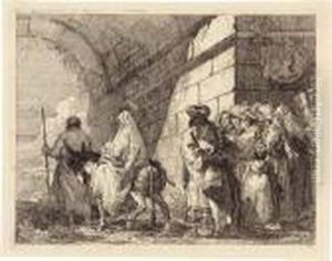La Sacra Famiglia Esce Dalla Porta Di Una Citta