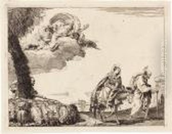La Sacra Famiglia Procede A Destra In Prossimita Delle Mura Di Una Citta - view 1