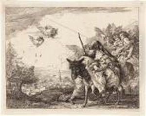 Giuseppe Adora Il Bambino Fra Le Braccia Di Maria Sull'asinello by Giovanni Domenico Tiepolo