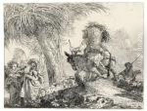 Mary, Held By An Angel, And Joseph by Giovanni Domenico Tiepolo