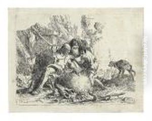 Due Maghi Ed Un Fanciullo. by Giovanni Domenico Tiepolo