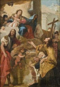 Vierge A L'enfant Entouree De Donateurs Et De Saints by Giovanni Domenico Tiepolo