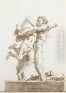 Hercules And Antaeus by Giovanni Domenico Tiepolo