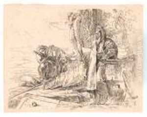 A Standing Philospher And Two Other Figures. by Giovanni Domenico Tiepolo