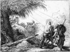Maria Mit Dem Kinde, Auf Einem Esel, Vom Rucken, Von Joseph Begleitet by Giovanni Domenico Tiepolo
