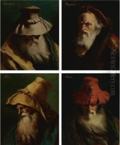 Head Studies Of Three Greek Philosophers,
Anaxagoras, Thales, And Diogenes,
And One Greek General,
Phocion by Giovanni Domenico Tiepolo