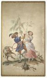 A Dancing Couple With A Dwarf by Giovanni Domenico Tiepolo