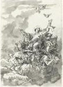St. Lawrence Carried Up To Heaven By Angels by Giovanni Domenico Tiepolo