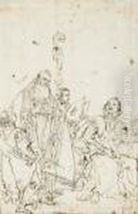 Saint Procule, Eveque De Verone Visitant Saint Ferme Et Saint Rustique by Giovanni Domenico Tiepolo