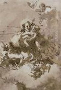 Saint Anthony And The Christ Child With Angels And Putti by Giovanni Domenico Tiepolo